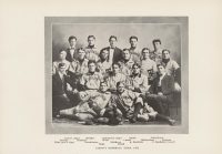 Julian Ware, Adellbert Matthews and other baseball athletes seated for a large group photo.