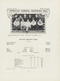 Thomas St. Germaine sitting with other baseball athletes on concrete steps seated for a large group photo.